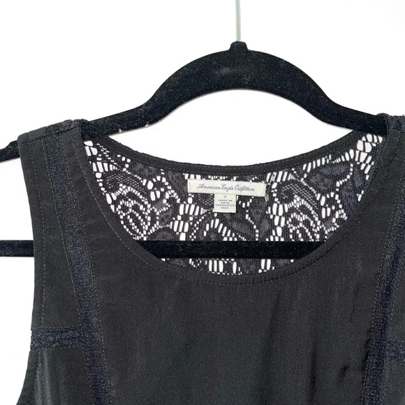 American Eagle Black Lace Back Fit & Flare Sleeveless Mini Dress 2 Women’s - Picture 2 of 13